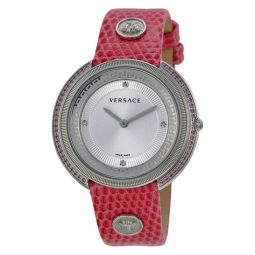 Thea Silver Dial Pink Lizard Ladies Watch