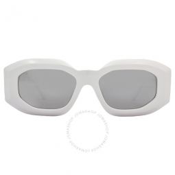 Light Grey Mirror Silver Irregular Mens Sunglasses
