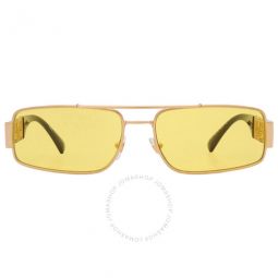 Yellow Mirror Rectangular Mens Sunglasses