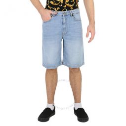 Couture Mens Indigo Cotton Denim Shorts, Waist Size 30