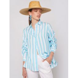 Ginger Linen Shirt - Turquoise Stripe