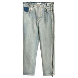 3.1 Phillip Lim (New York) Washed Indigo Denim Weave Full Zip Jeans Fluorite : M
