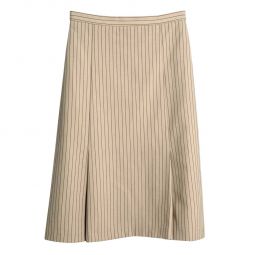 Sundazed (Germany) Twill Weave Schurwolle Blend Inverted Pleat A-Line Midi Skirt Beige : L
