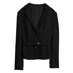 Sundazed (Germany) Crpe Schurwolle Belted Patch Pocket Blazer Onyx : S