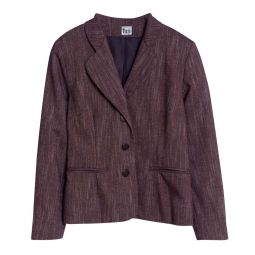 Tazzia Oy (Finland) Barleycorn Tweed Wool Blend Cloverleaf Blazer Garnet : L