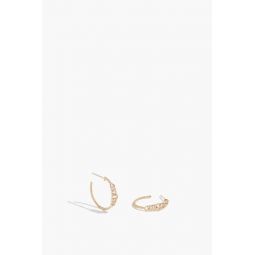 Pave Diamond Chain Hoop Earrings in 14k Yellow Gold