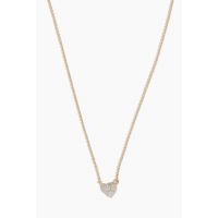 Mini Pave Heart Necklace in 14k Gold