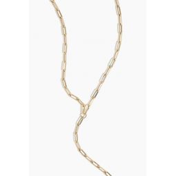 Paperclip Lariat Necklace in 14k Yellow Gold