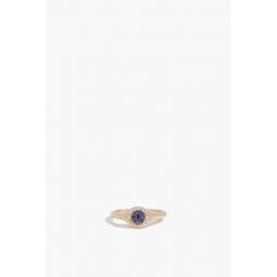 Pave Sapphire Evil Eye Ring in 14k Yellow Gold