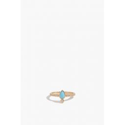 Bezel Turquoise Drop Ring in 14k Yellow Gold