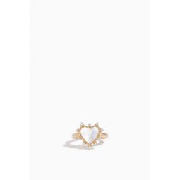 Mother of Pearl Spike Heart Ring in 14k Yellow Gold
