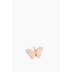Pink Opal Butterfly Pendant in 14k Yellow Gold