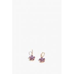 Amethyst Flower Earrings in 14k Yellow Gold