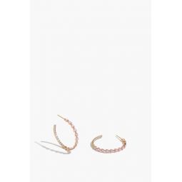 Pink Sapphire and Diamond Hoops in 14k Yellow Gold