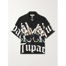 + Tupac Camp-Collar Printed Satin Shirt