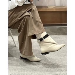 Toga Pulla Ankle Wrap Suede Boots - Cream