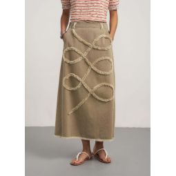 Denim Loop Trim Maxi Skirt