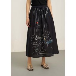 Paradise Print Maxi Skirt - Black