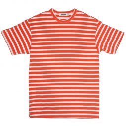 Short Sleeve Striped Tee - orange/white