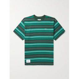 Appliqued Logo-Embroidered Striped Cotton-Jersey T-Shirt