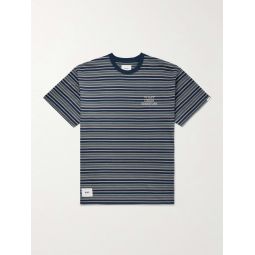 Logo-Embroidered Striped Cotton-Jersey T-Shirt