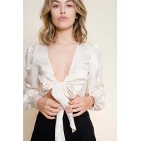 Whimsy + Row Lauren Tie Front Top - Cream