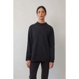 rib neck sweatshirt - Black