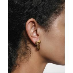 Ruby Bow Stud Earrings - Gold