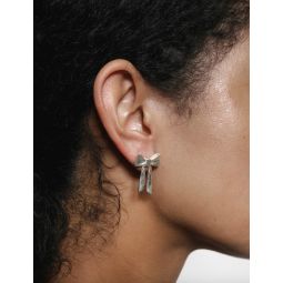 Ruby Bow Stud Earrings - Silver