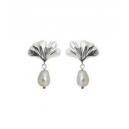 Ginko Pearl Earrings - Silver