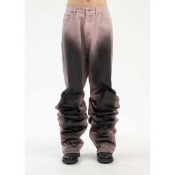 Draped Cuff Jeans - Black/Pink