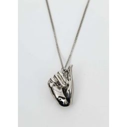 Mini Finger Heart Pendant Necklace - Silver