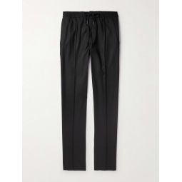 Straight-Leg Wool, Silk and Cashmere-Blend Drawstring Trousers