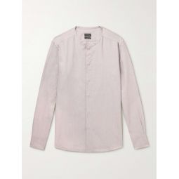 Collarless Cotton, Linen and Silk-Blend Shirt