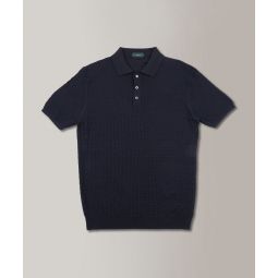 Slim-fit polo shirt in certified cotton crepe