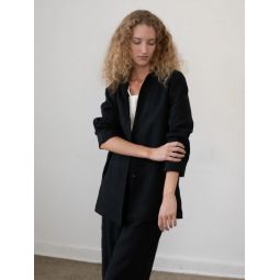 Nadine Linen Blazer - Black