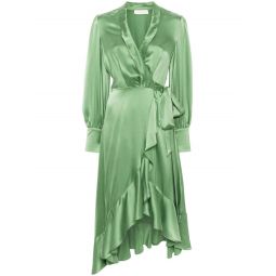 Silk Wrap Midi Dress - Matcha