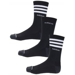 adidas Mens 3-Stripe 3-Pack Crew Socks Black