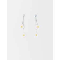 Silver-tone daisy earrings