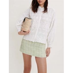 Embroidery and openwork cotton shirt