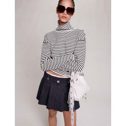Black denim-effect mini skirt