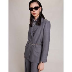 Suit jacket with chain belt