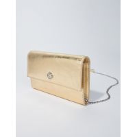 Leather clutch bag with chain