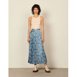 Long printed skirt with pleats