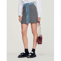 Short tweed and denim skirt