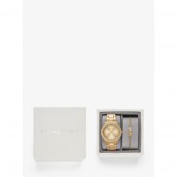 Mini Tibby Gold-Tone Pave Watch and Bracelet Gift Set