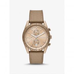 Oversized Accelerator Beige Gold-Tone and Nylon Watch