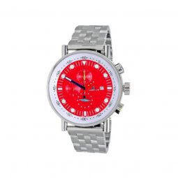 Mens Stainless Steel Red Dial