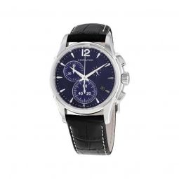 Mens Jazzmaster Chronograph Leather Blue Dial