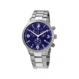 Mens Bedford Brownstone II Chronograph Stainless Steel Blue Dial